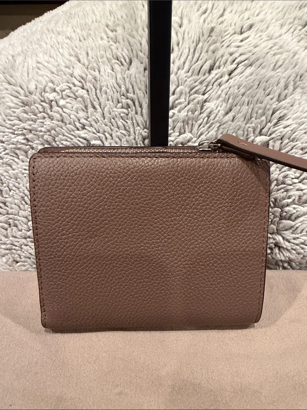 kate spade Brown Pebbled Leather Zip Around Wallet